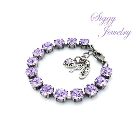 Swarovski 8mm Violet Tennis Bracelet With Charms - Picture 5 of 8